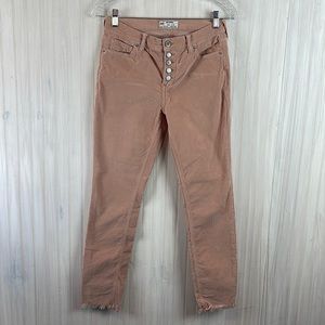 FREE PEOPLE BUTTON FLY CORDUROY RAW HEM JEANS